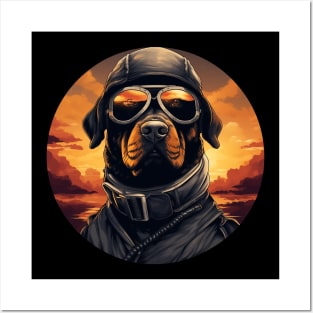 Rottweiler Dog Funny Pilot Posters and Art